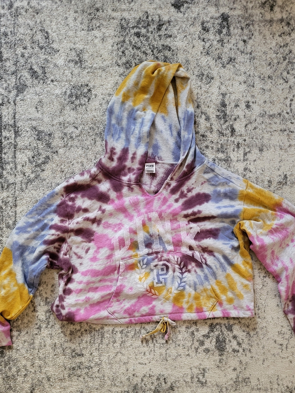PINK Tie-Dye Cropped Hoodie - Multicolor